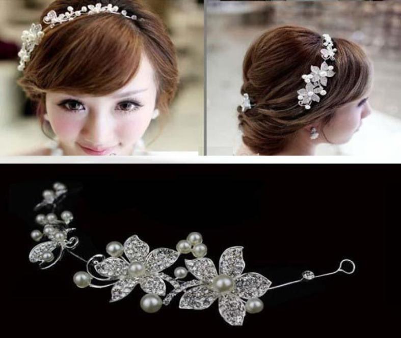 

Fashion Wedding Bridal Hair Jewelry Pearl Charming hair accessories red wedding bridal crowns headbands bridal headwear bridal hat2671348