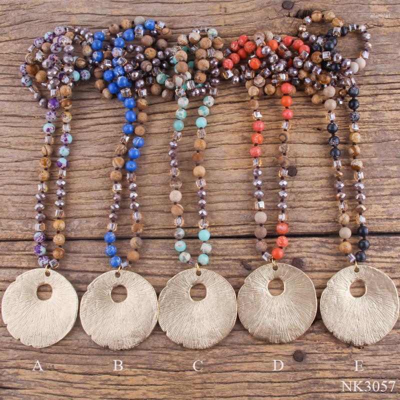 

Pendant Necklaces RH Fashion Bohemian Jewelry Natural Stones / Glass W Metal Round For Women Boho Gift Gord22