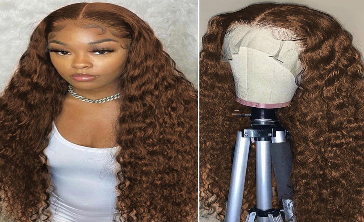 

Kinky Curly 360 Lace Frontal Brazilian Wigs For Black Women Brown Deep Wave Synthetic Wig With Baby Hair Blenched Knots8916150, Green