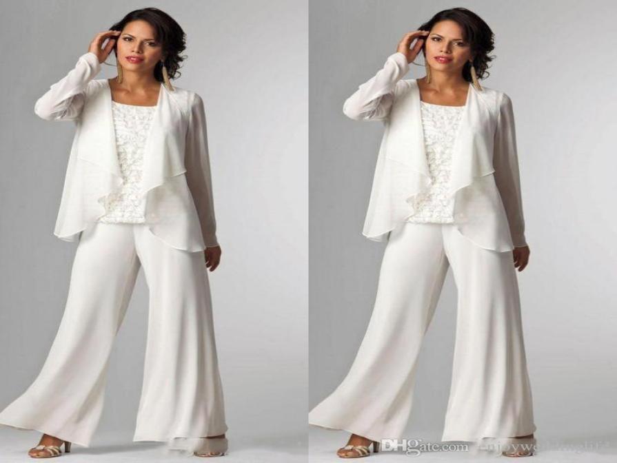 

Elegant Chiffon Pants Suits Mother of The Bride Dresses With Jacket Plus Size Party Dresses Trouser Suit Mother of Groom Pantsuits4918405