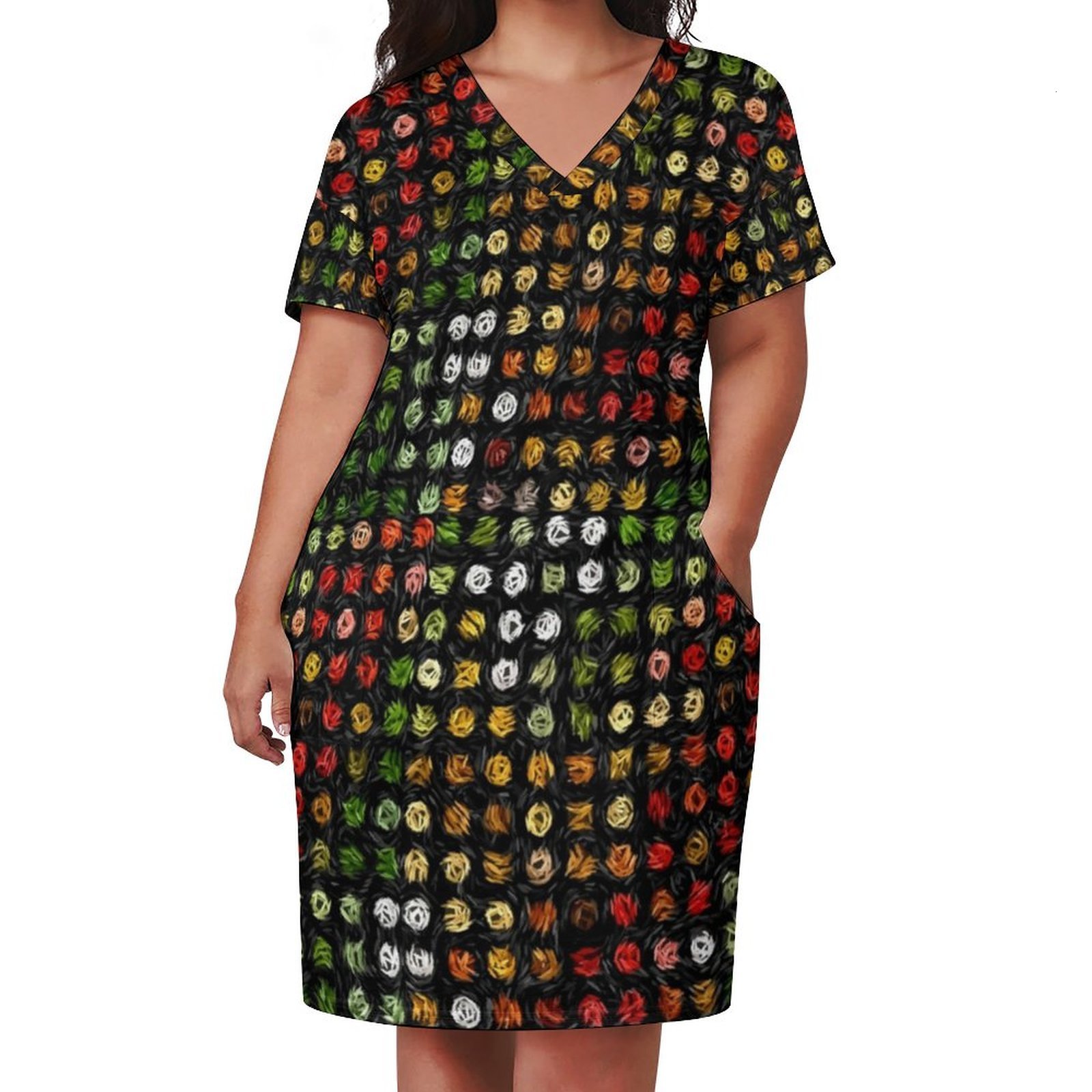 

Plus size Dresses Vincent Van Gogh Casual Dress Holiday Dots Print Elegant Woman V Neck Printed Streetwear Size 3XL 4XL 230627, Style-19
