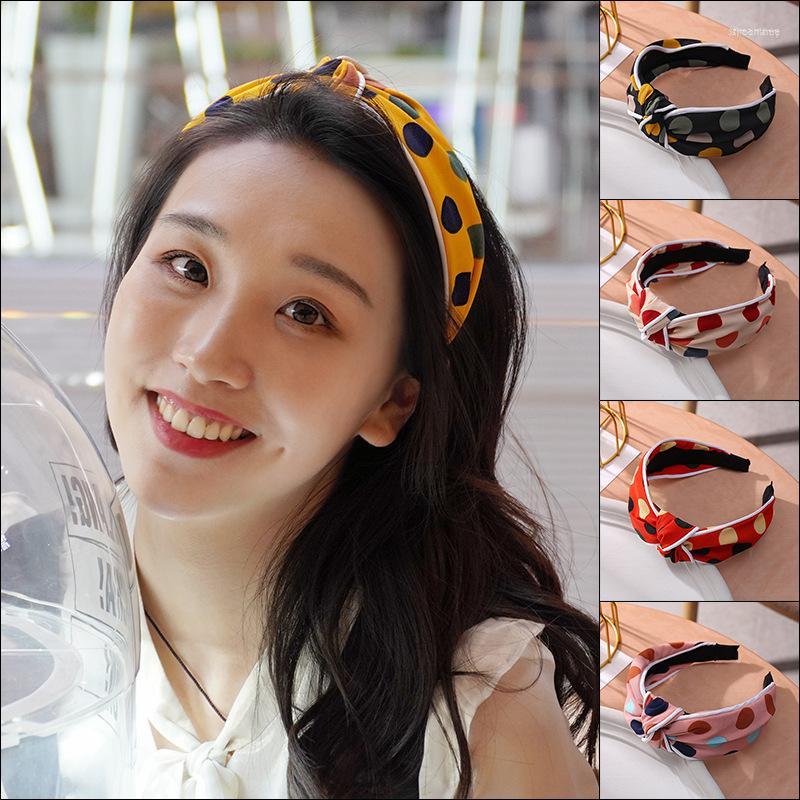

Hair Clips Korean Fashion Big Polka Dot Women Hairband Wide Side Headband Cross Knot Turban Classic Striped Headwear Girls Accessories
