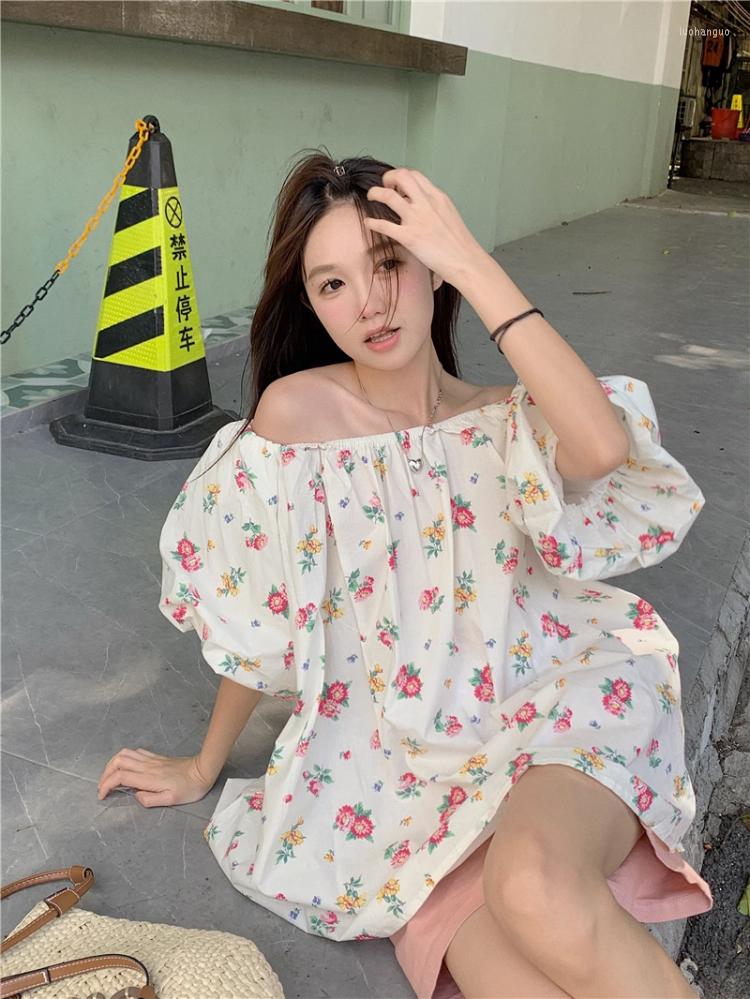 

Women' Blouses Korejepo Summer Sweet Top Flower Bubble Sleeve Off Shoulder Tops Shirt 2023 Casual Versatile First Love Fairy Chic Blouse