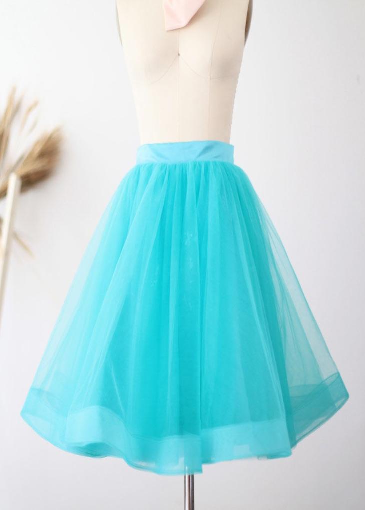 

Knee Length Bachelorette prom party Skirt Blue Horsehair Tulle Skirt Real Po Chic Short Women Skirt Bridesmaid Skirts TS00339311496, Same as picture