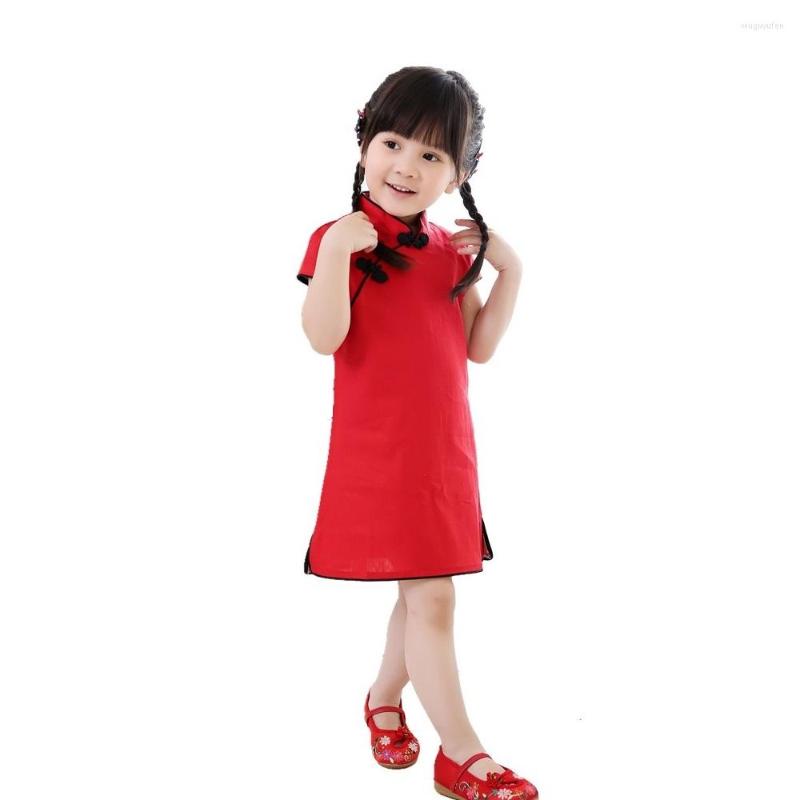 

Ethnic Clothing Baby Girls 2023 Chinese Dress Cheongsam Cotton Qipao Summer Traditional Dresses Kids Party Gift Festival Vestidos