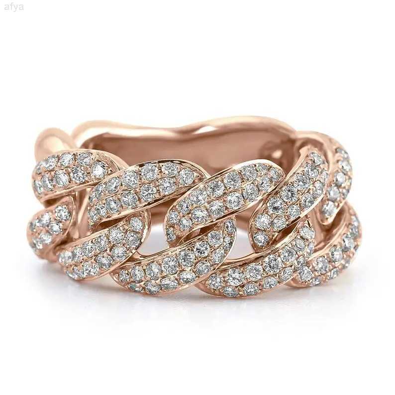 

Men Silver Gold Color Cuban Link Ring Hip Hop Style Round Vvs Iced Out Moissanite Band for Wedding Letter Engrave