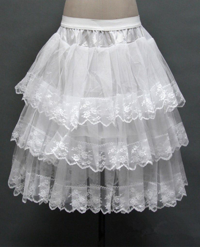 

3 Layers Hoopless Lace Petticoat Women Short Petticoats A Line underskirt Bridal crinoline Petticoat2365625, Black