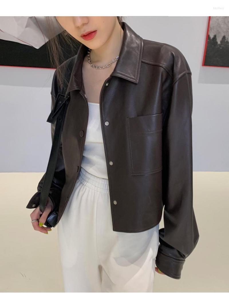 

Women' Leather 2023 Fashion High Quality Natural Women' Sheepskin Coat Jackets SpringOversized Female Jacket Chaqueta, Black