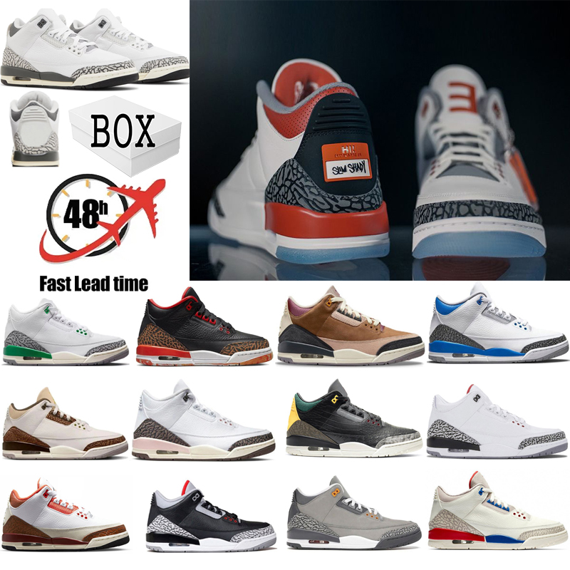 

New Jumpman 3 3s Basketball Shoes J Balvin Fragment Wizards Palomino Mars Stone White Cement Lucky Green UNC Muslin Dark Iris Neapolitan Sneakers for Men Women 36-47, Color #42