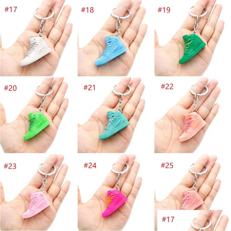 

Keychains Lanyards Wholesale 2022 3D Basketball Shoe Keychain Stereoscopic Sneaker Key Chain Rainbow Color Bag Pendant Top Quality Dhukf
