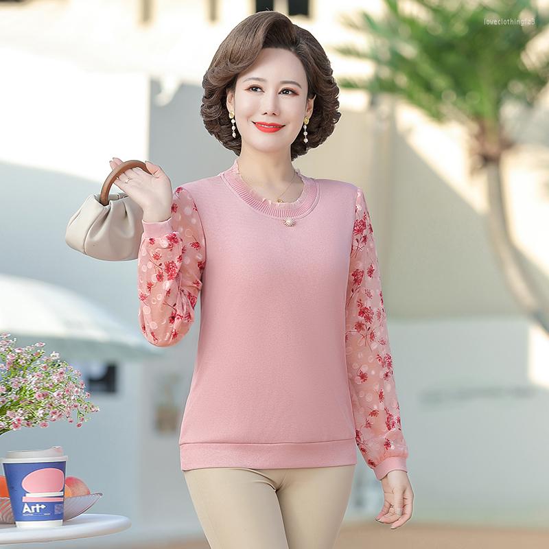 

Women's Sweaters Spring Autumn Sweatshirt Women's Beautiful Long-sleeved Ladies Pullover Middle Aged, Pink
