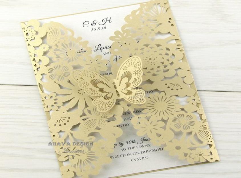 

Gorgeous Vertical Laser Cut Butterfly Invitations Cards Kits for Wedding Bridal Shower Birthday And Sweet 164280231, White