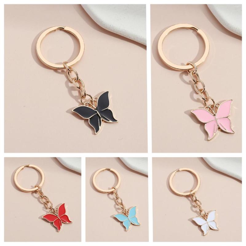 

Keychains Cute Butterfly Pendant Key Chains Metal Tassel Simple Women Handbag Charms Keyring Ornaments Car Jewelry Holder Gifts