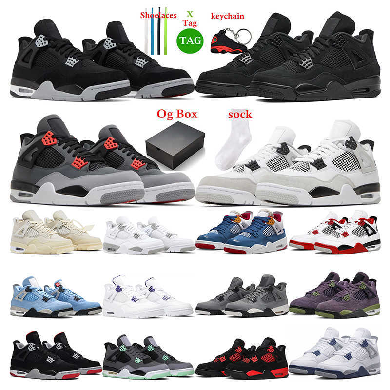 

box with Military Black 4 men basketball shoes Black Cat 4s Fire Red Thunder White Oreo Dark Mocha Hyper Royal womens mens trainers sports, 13