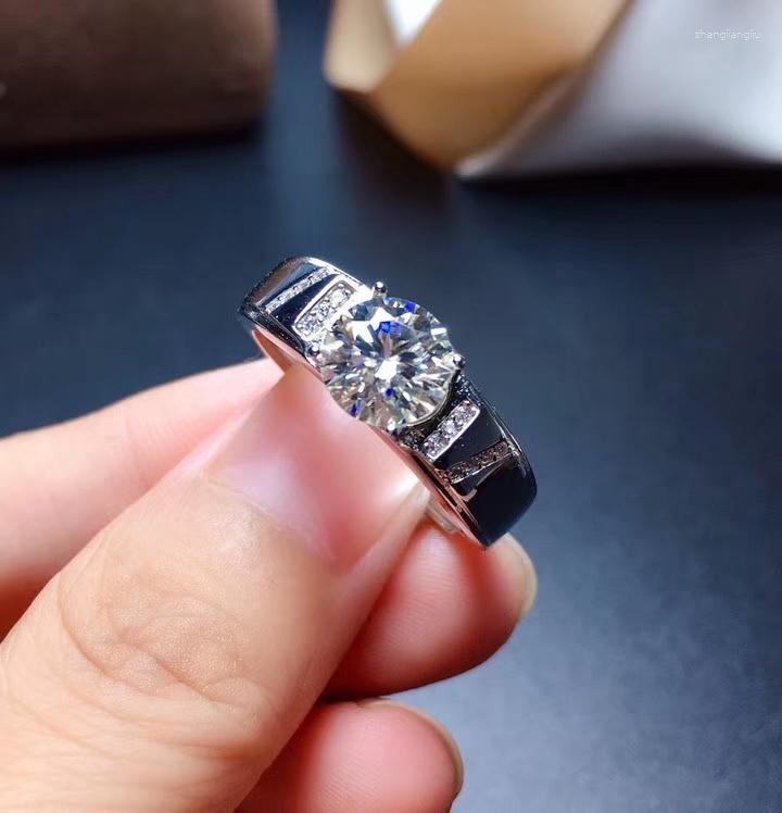 

Cluster Rings 2023 Sparkling Moissanite Ring For Men Real 925 Silver 1.5 Ct Size Gem Birthday Gift Shiny Better Than Diamond Strong Power