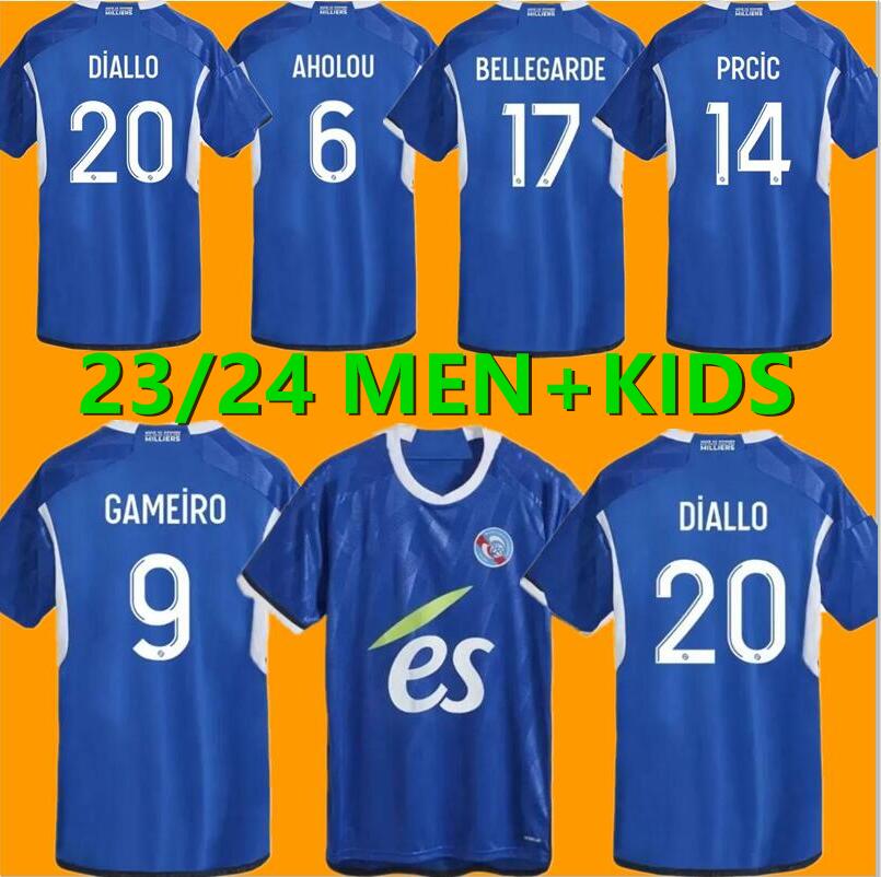 

23 24 RC Strasbourg Alsace soccer jerseys DJIKU Gameiro SANSON maillot de foot LiENARD DIARRA home 2023 Diallo BELLEGARDE AHOLOU football shirt men kids uniforms