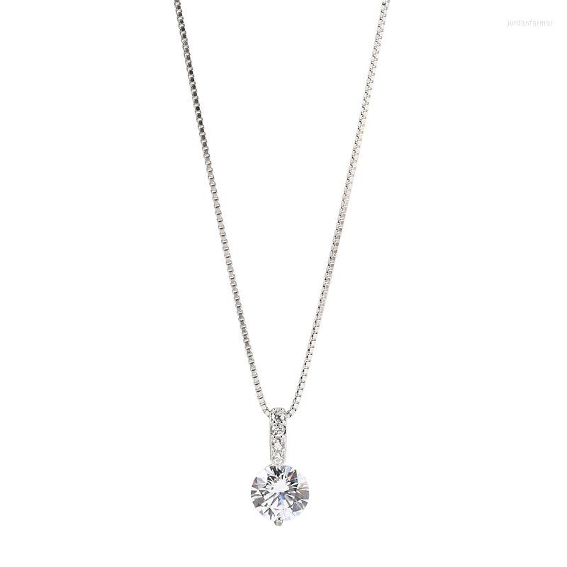 

Pendant Necklaces Simple And Slim Sparkling Zircon Box Chain Combination With Versatile Design For Jewelry