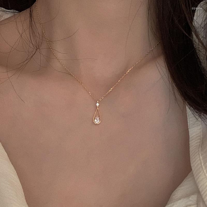 

Pendant Necklaces Micro-inlaid Zircon Water Drop For Women Clavicle Chains Choker Female Exquisite Jewelry Collares 2023 Kpop