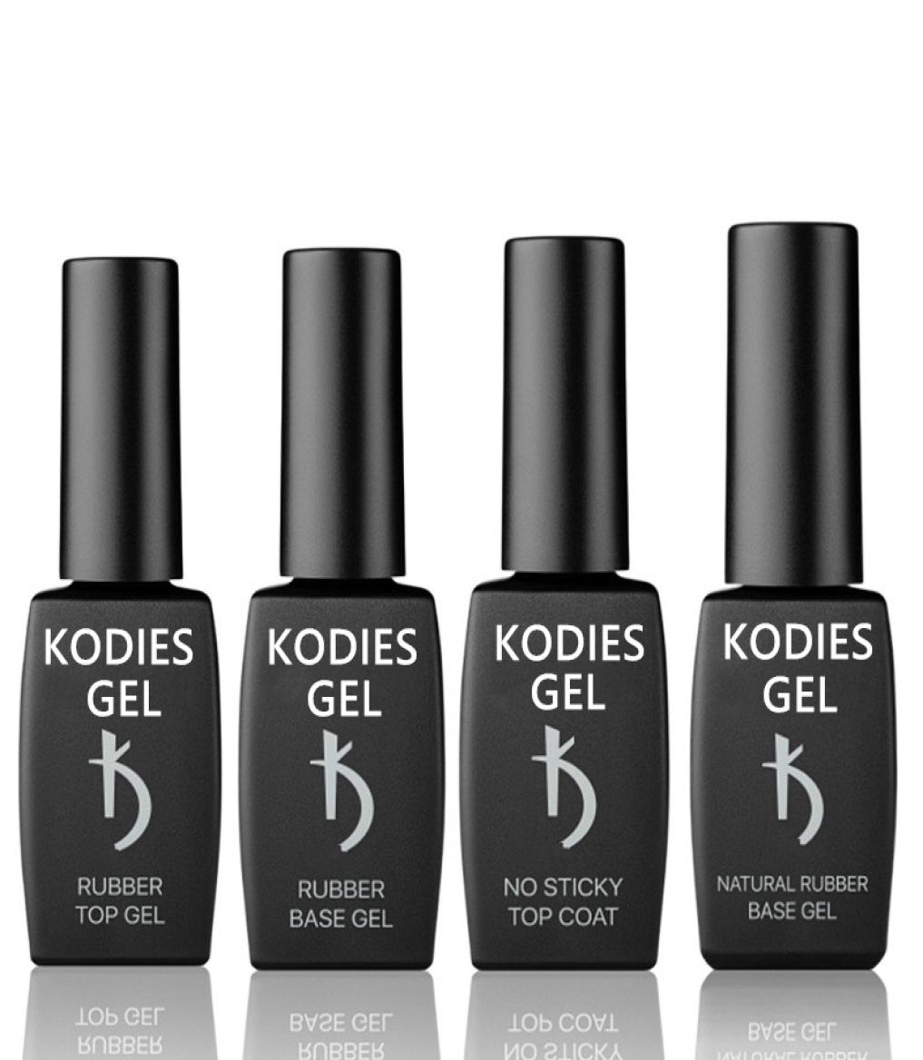 

KODIES GEL 12ml8ml Rubber Base Coat Top Coat UV Gel Nail Polish Set Bright No Sticky Top No Wipe Strong Reinforce Base7143708, Gray
