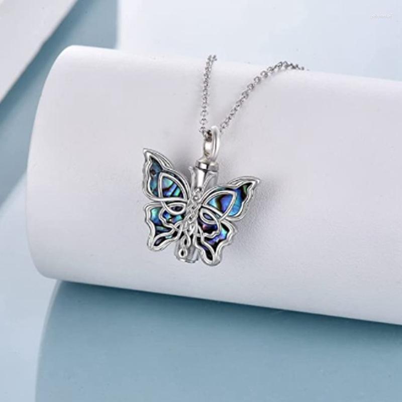 

Pendant Necklaces Colorful Butterfly Urn For Ashes Alloy Cremation Jewelry Women Heart Memorial Gift