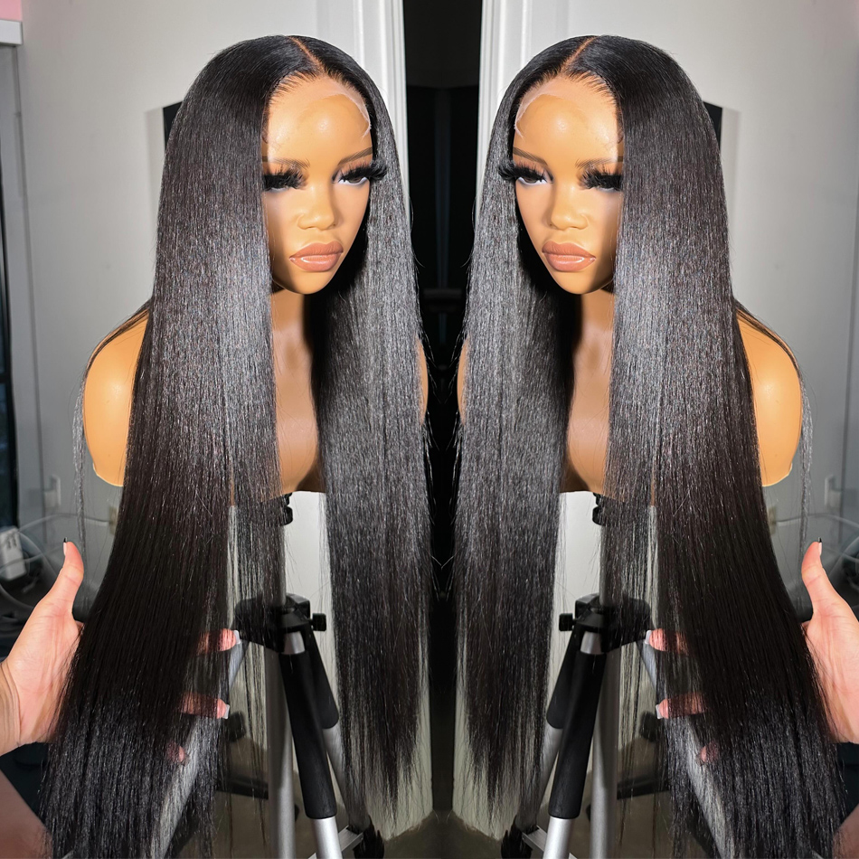 

13x4 Lace Frontal Wigs For Women Brazilian Glueless26Inch Hd Straight Front Wig Full Lace Human Hair Pre Plucked, Natural color