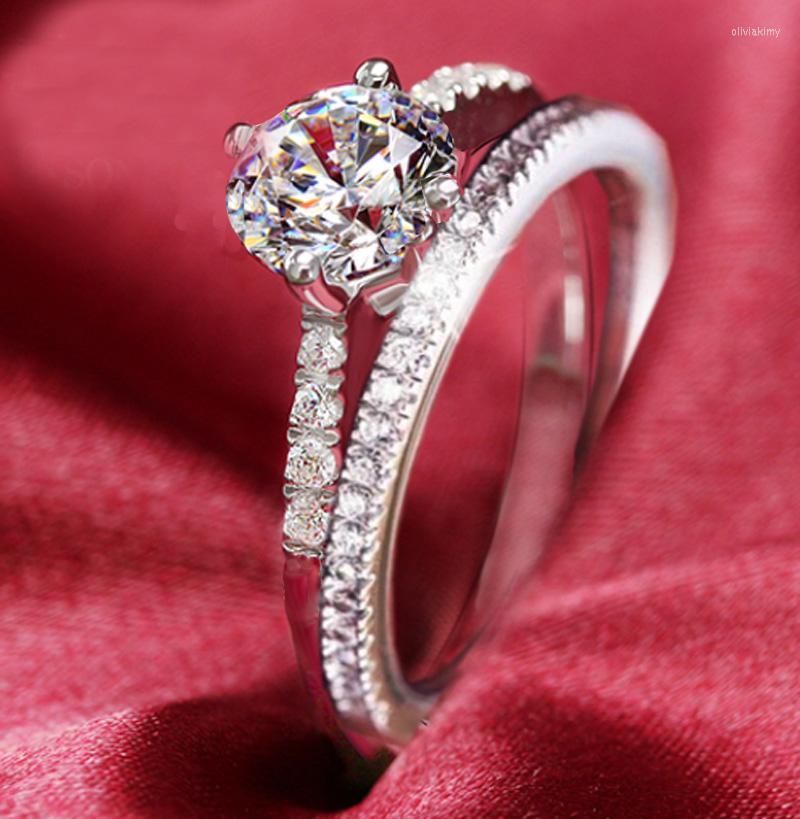 

Cluster Rings 2pcs YaYI Jewelry Fashion Princess Cut 4 CT 6 White Cubic Zirconia Silver Color Engagement Wedding Party Couples