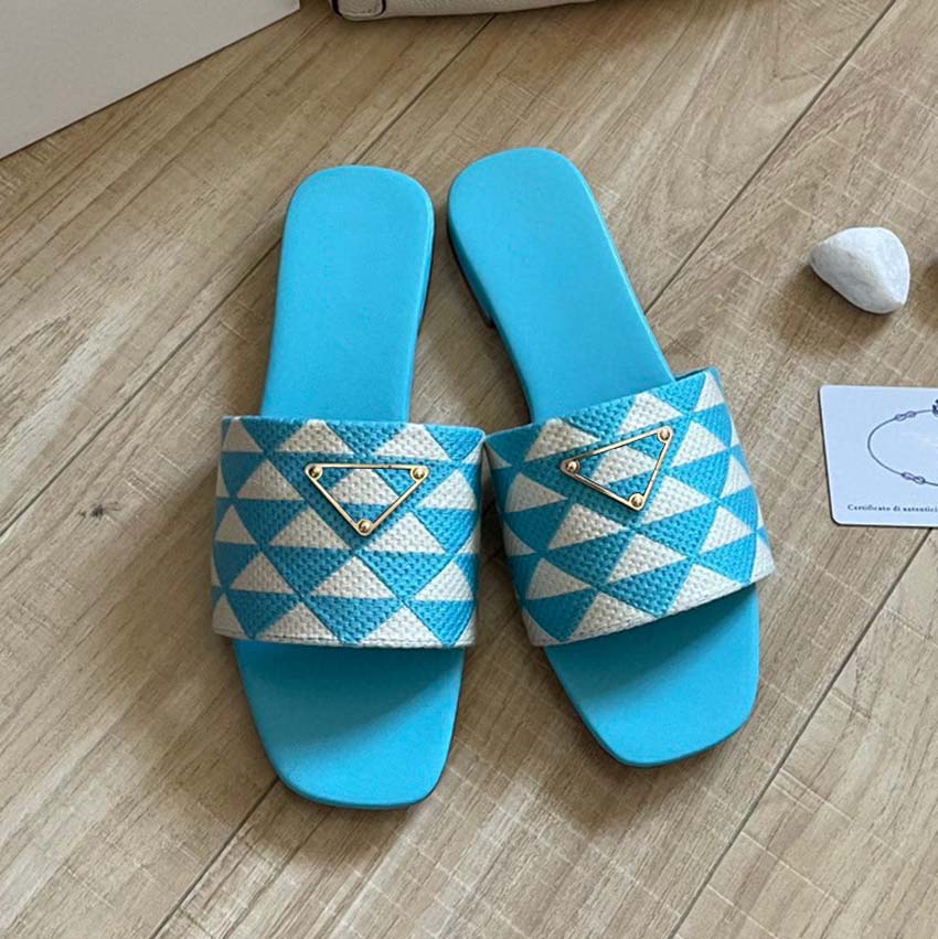 

Designer slipper brand women's slippers embroidered multi-color flat bottomed beach sandals casual summer leather corner label flat bottomed slippers-1, # 5