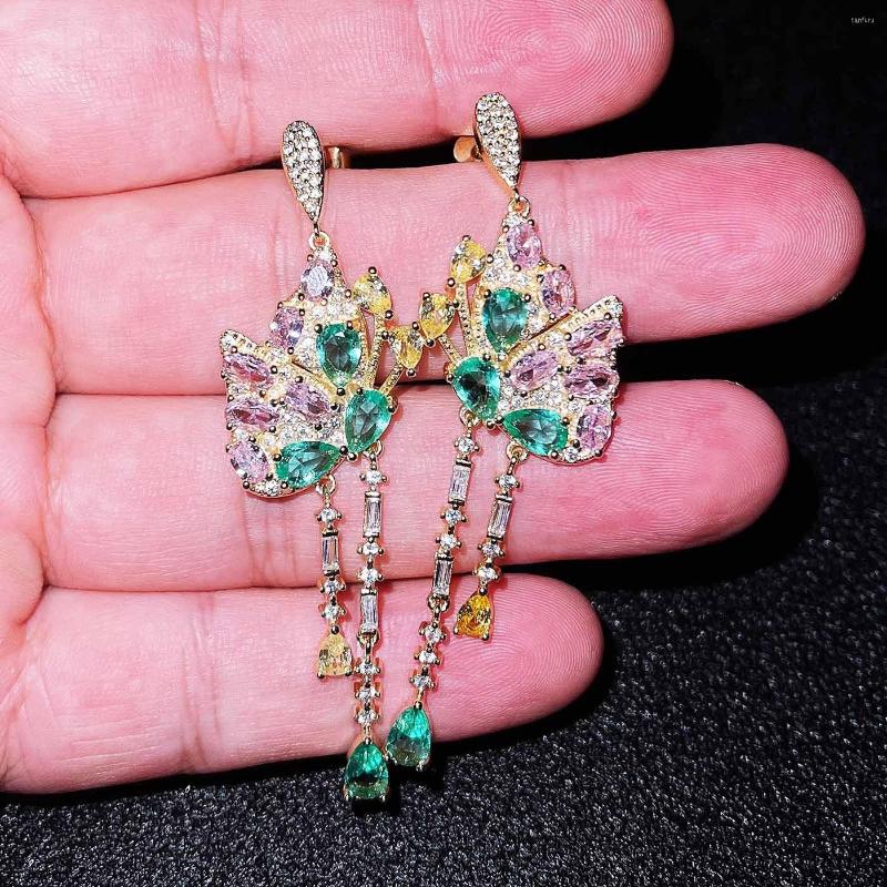 

Dangle Earrings CIZEVA 2023 Trendy Color Earring For Women Stylish Butterfly Pave Set Cubic Zirconia Luxury Gold Drops