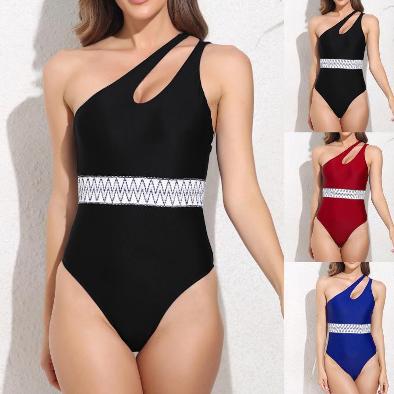 

Women' Swimwear Sexy One Shoulder Ribbon Women, Black