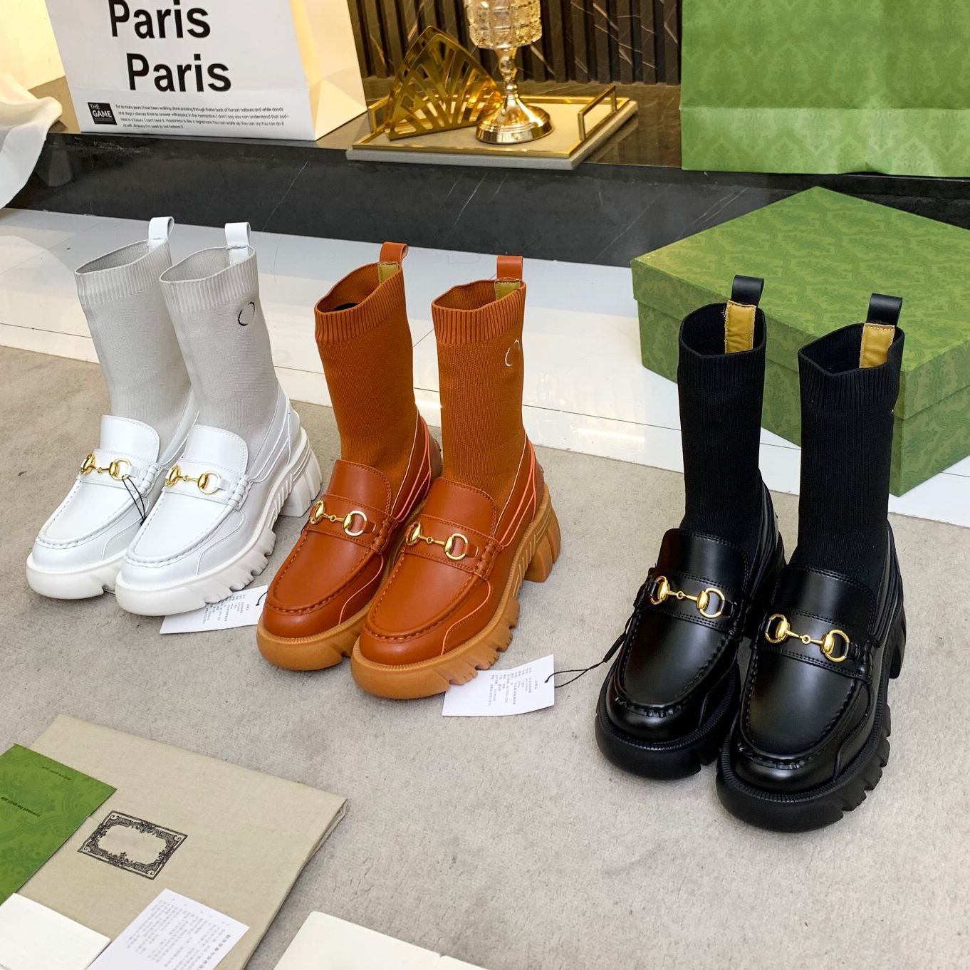 

Dupe Slippers Designer Boots Luxury Brand Waterproof Ankle Shoes Fashion Platform Booties Nylon Print Boot