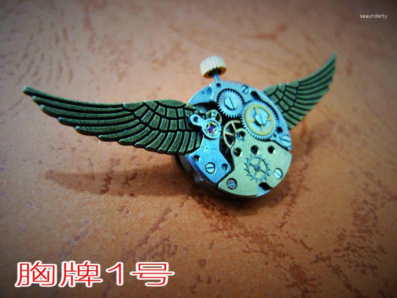

Brooches Angel Wing Bird Steam Punk Watch Movement Brooch Gothic Mechanic Accessories