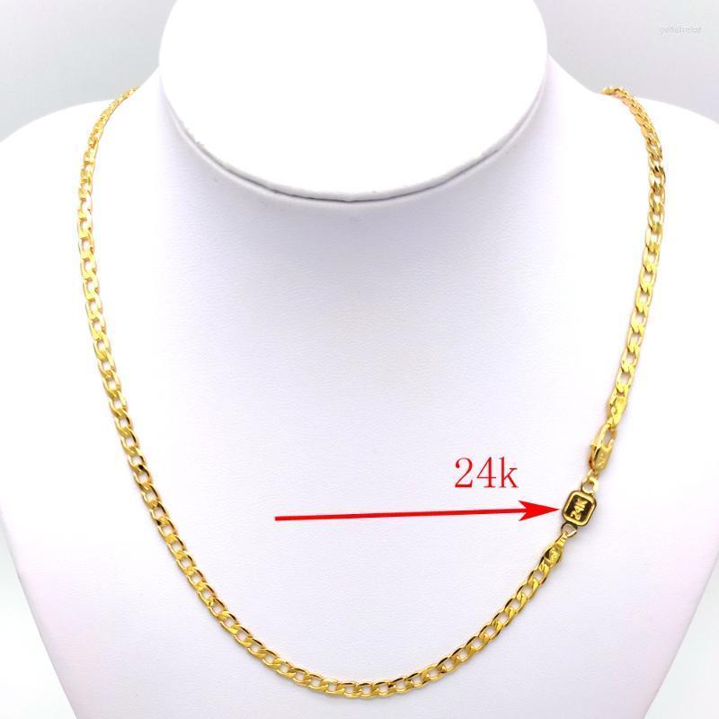 

Chains Solid 24 K Stamp Link Gold GF Women's Necklace Curb Chain Birthday Valentine Gift Valuable 20" 50 4 MMChains Gord22