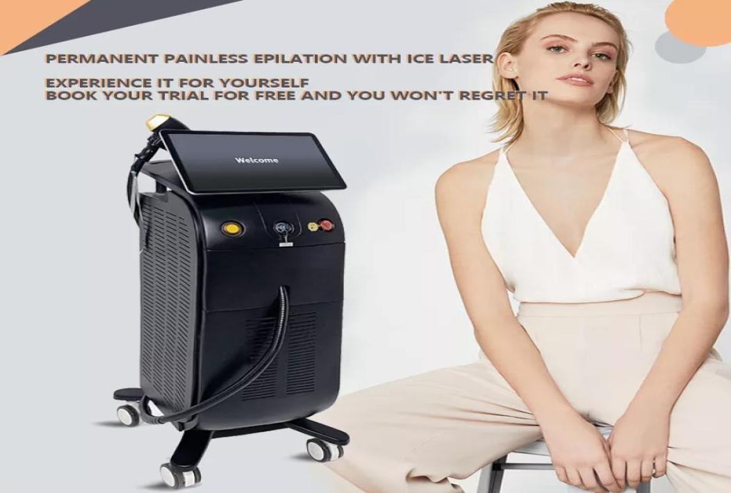 

2022 Professional Soprono Diode Laser Hair Removal Ice Titanium Facial Painless Electric Depilator Ice Platinum 755nm 808nm 1064nm6229896