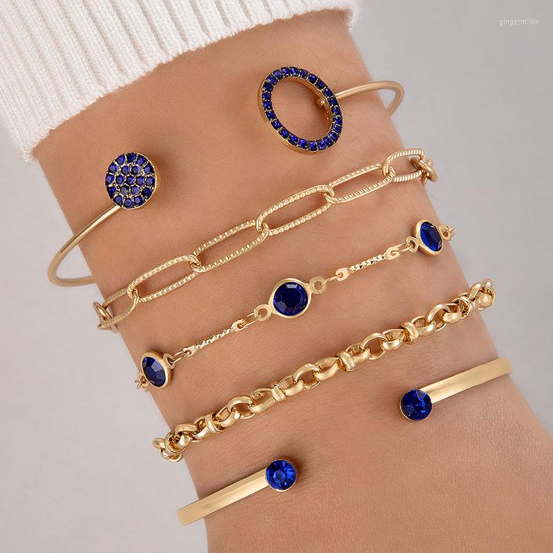 

Bangle HuaTang Blue Rhinestone Inlaid Circle Bracelet Light Luxury Women's Party