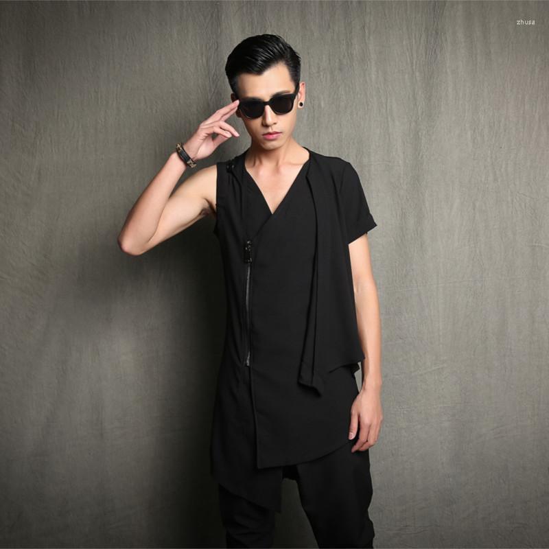 

Men' T Shirts Fashion Hairdresser Short-sleeved T-shirt For Male Edition Self-cultivation V-collar Half-sleeve Personal Leisure, Black