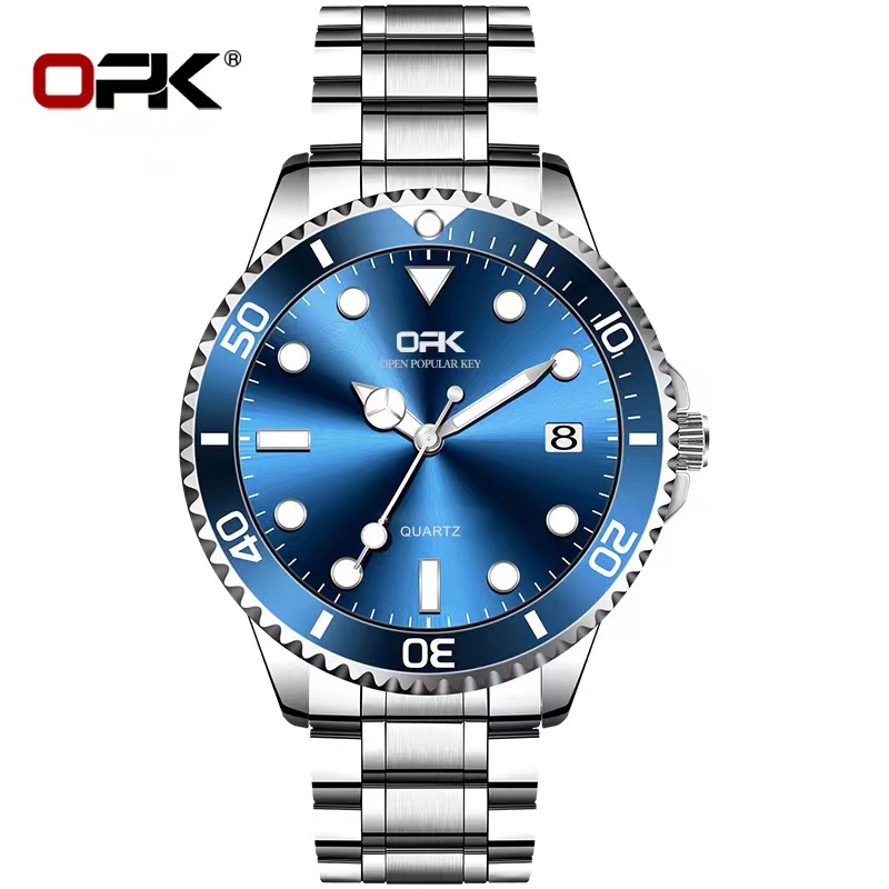 

OPK Men's Watch Personalized Trendy Nightlight Calendar Steel Band Quartz Watch Men's Watch 40mm