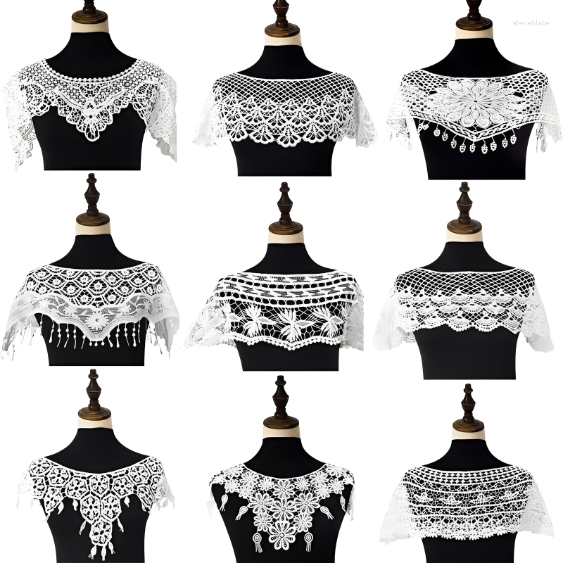 

Scarves Hollow Crochet Lace False Collar Cape Shell Pattern Pullover Shawl Wrap Tassels Decor Summer Dress Fashion Accessories