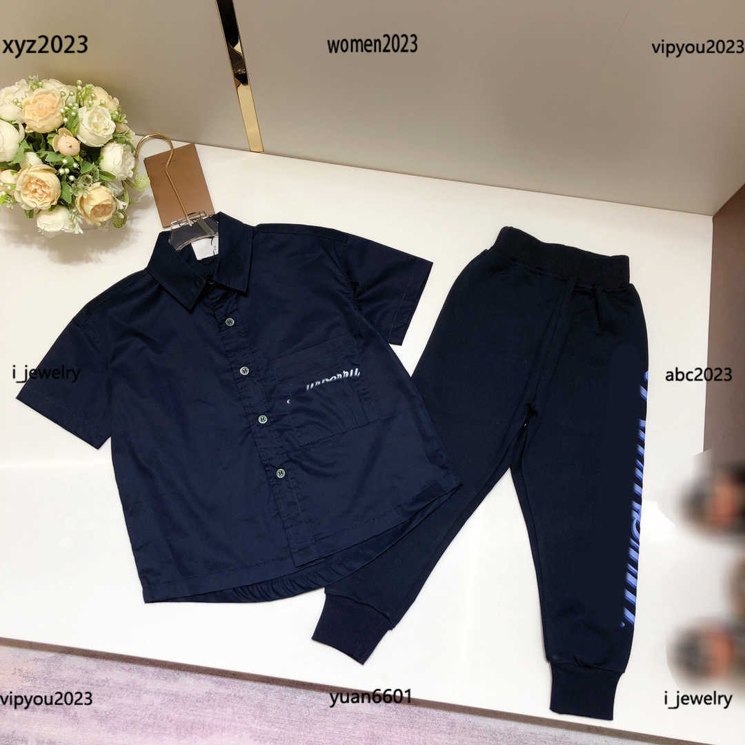 

kids designer clothes Baby Tracksuits 2pcs Pocket decoration lapel short sleeved shirt and sports pants #Multiple product, White