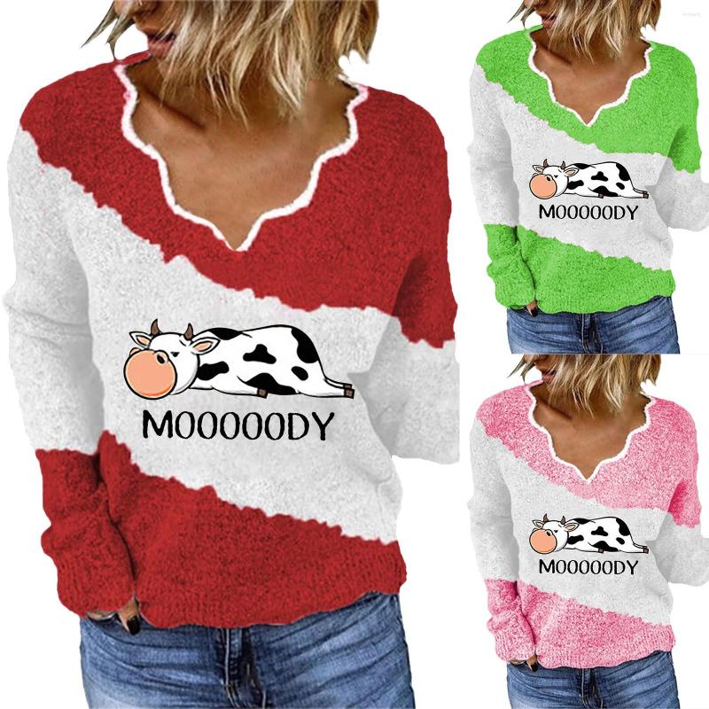 

Women' Hoodies Women Printing V Neck Sweatshirt Top Long Sleeved Casual Blouse Band Tees Vintage Ladies Fashion Sweaters