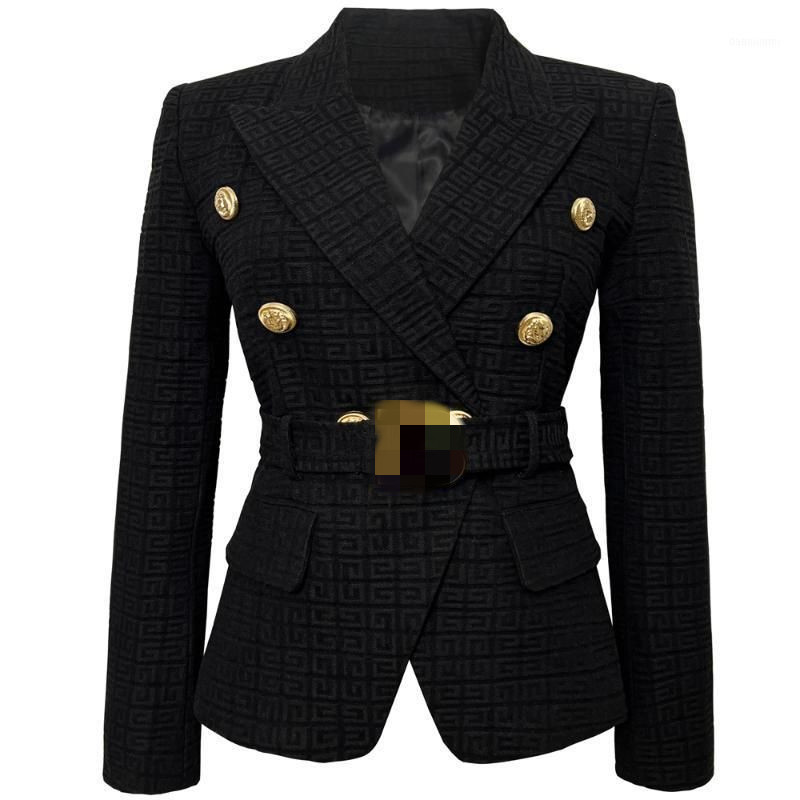 

Women' Suits & Blazers -5XL2022 Spring And Autumn Fashion High-quality Small Suit B Home Lion Button Short Black White Jacquard Jacket