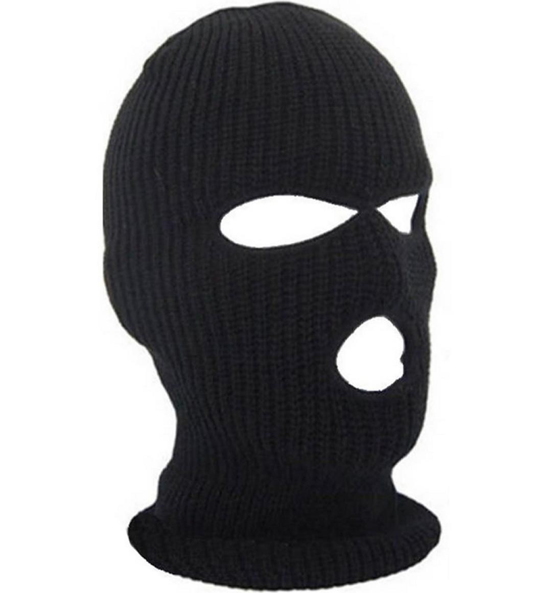 

Full Face Cover Mask Three 3 Hole Balaclava Knit Hat Winter Stretch Snow Mask Beanie Hat Cap New Black Warm Face Masks6615908
