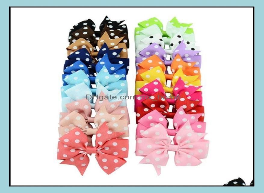 

Ribbon Bow Dot Girl Hairpins Colorf Children Hair Clip Boutique Kids Girls Bows Tie Kid Hairs Accessories 20 Colors Fashionable Cu4995837, Red