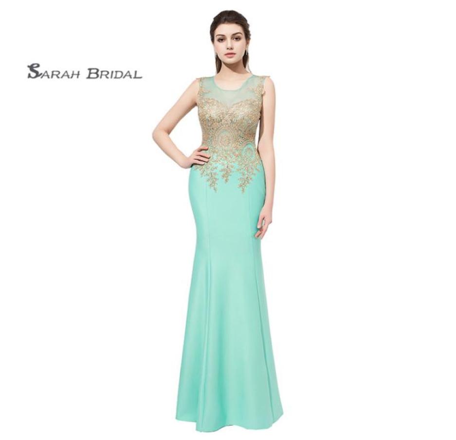 

Mint Mermaid Prom Dresses 2019 Jersey Lace Formal Wear Floor Length Sleeveless Evening Party Gowns LX4125844380, Same as image