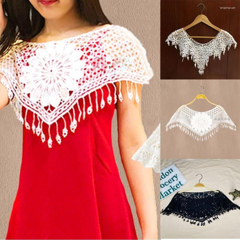 

Scarves Women Girls Scarf Short Tassel Knitted Crochet Cape Cloud Shoulder Lace Shawl Smock