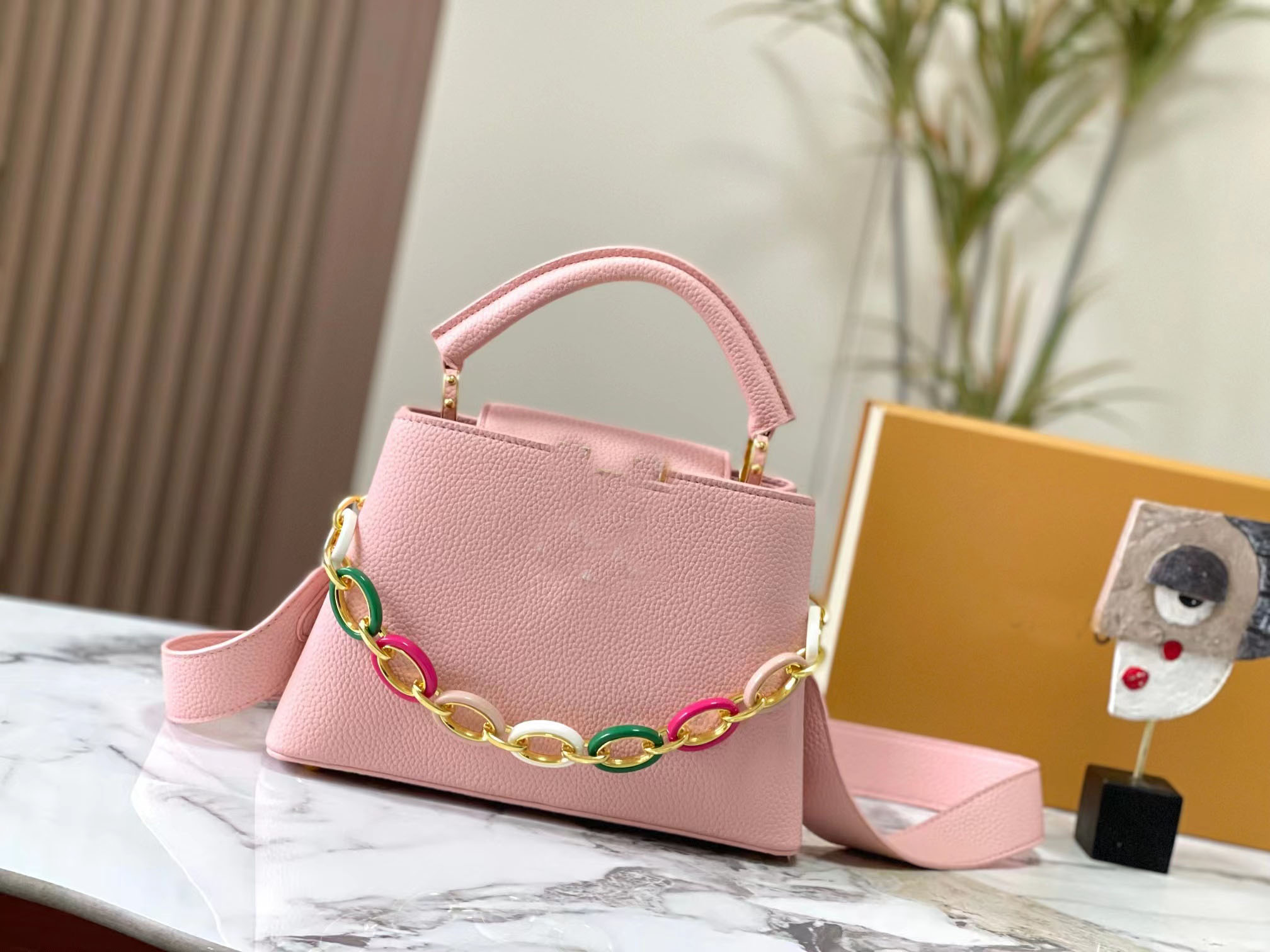 

2023 new satchel Latest Shoulder Bag Original Luxury Designers monog Handbags Fashions Steamer classics Messenger Handbag Fashion Bags Crystal bucket bag, Yellow