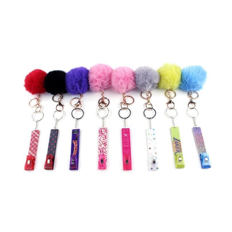

Keychains Lanyards 19 Colors Fashion Credit Card Pler Pompom Acrylic Debit Bank C Ard Grabber Long Nail Atm Keychain Cards Clip Na Dhbhw