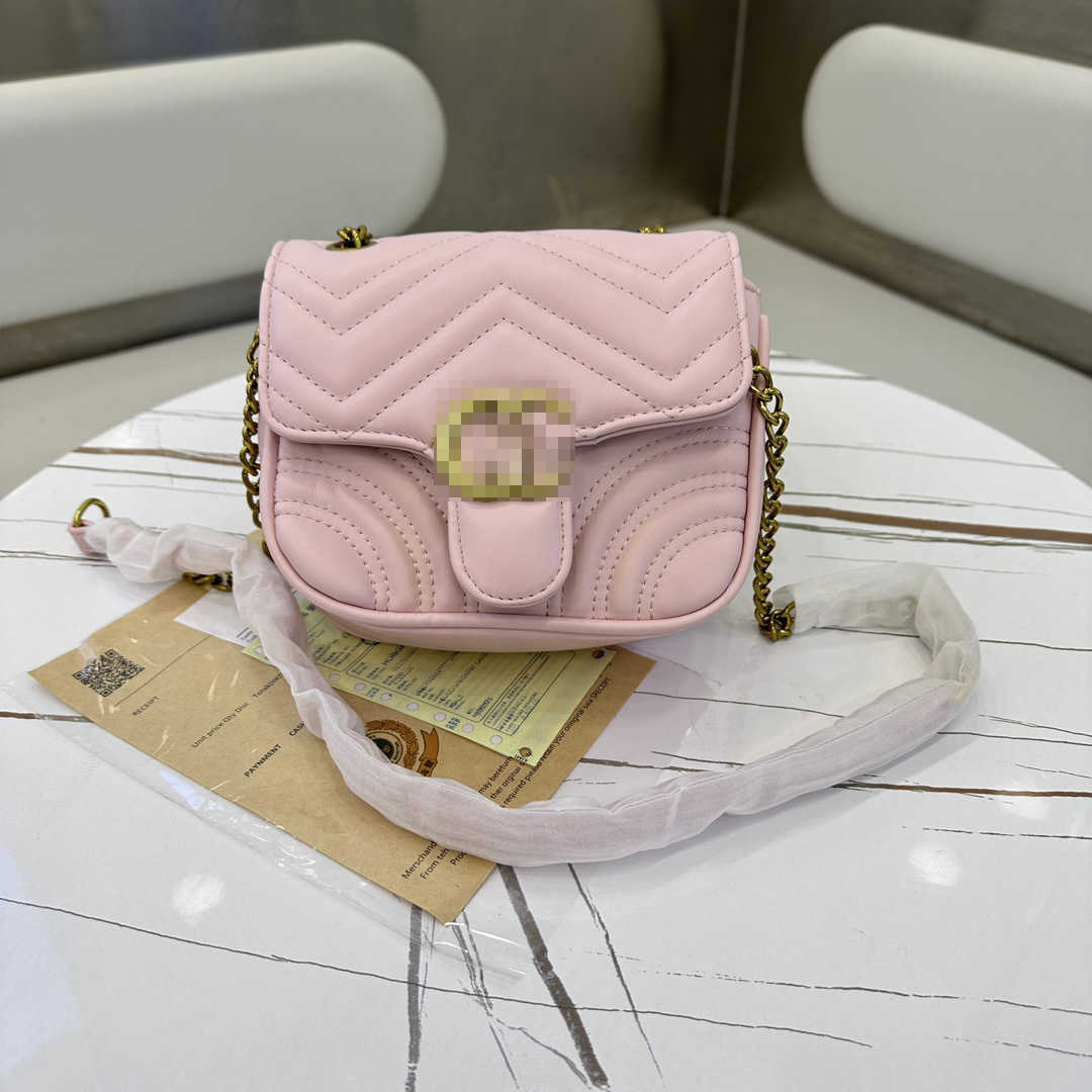 

Designer Ggs Women Bags Middle Diamond Chain Underarm Shoulder Crossbody Bag For Women Handbag Pink 18x16x8, Black