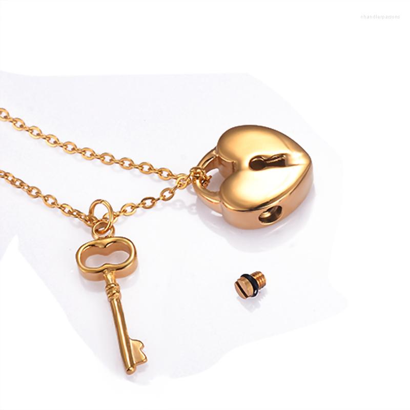 

Pendant Necklaces Cremation Jewelry Urn For Ashes Stainless Steel Key With My Heart Memorial Ash Holder Keepsake Necklace