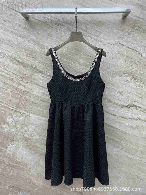 

Basic & Casual Dresses Designer 23s New Handmade Diamond Collar Soft Tweed Strap Small Black Dress JAI8, Black5
