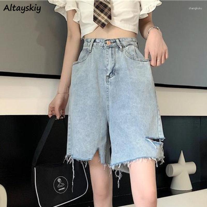 

Women' Shorts -5XL Denim Women Ripped Vintage Holes Loose Korean Style Fashion Straight Casual Streetwear Summer High Waist Trousers, Light blue